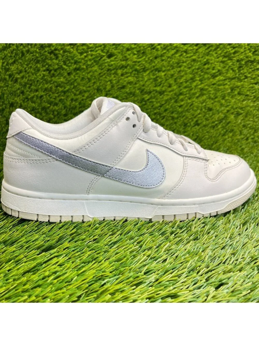 Nike Dunk Low Womens Size 9.5 Sail Gray Purple Athletic Leather Shoes Sneakers